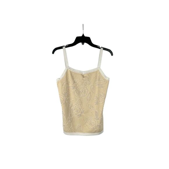 Insight Floral Cream Beaded Tank Top Medium - Picture 1 of 11